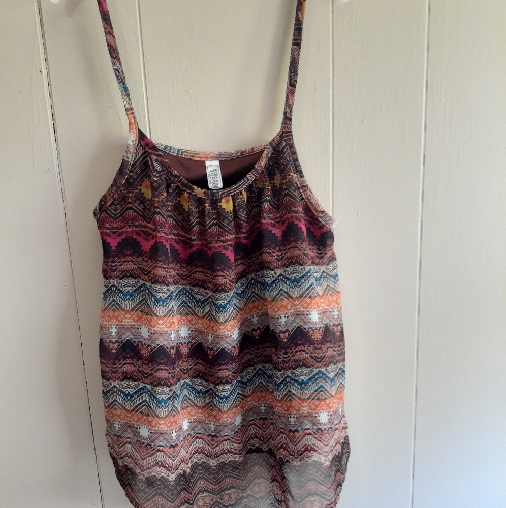 Beau Girls brown tribal print size 10/12 tank top